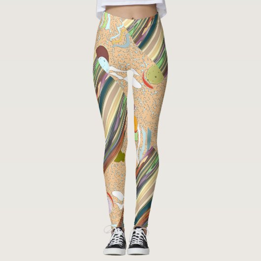Patchy Stripes Green Party Leggings (Vorderseite)