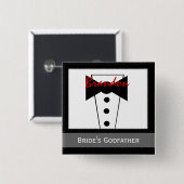 Pate der Braut - kundenspezifisches Tux Wedding Button (Vorne & Hinten)