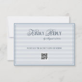 Patel Blaugestreifter Hochzeits-QR-Code RSVP Karte (Vorderseite)