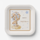 Patel Blue Bearly Wait Baby Dusche Pappteller (Vorderseite)