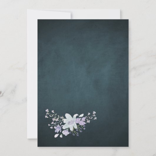 Patel blüht Herzkranz blaue Babydusche Einladung (Rückseite)