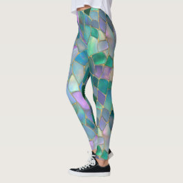 Patel colors stained glass mosaic pattern leggings