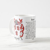 Patel Familien-Wappen Tasse (Vorderseite Links)