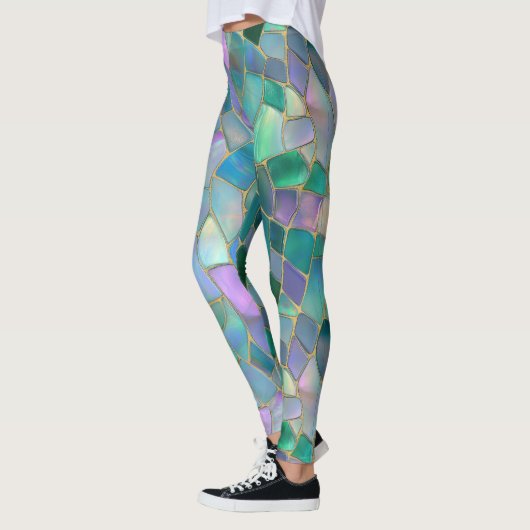 Patel Farben Glasmosaik Muster Leggings (Links)