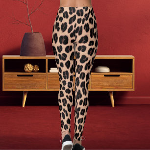 Patel Grau Orange Dunkelbraun Safari Leopardendruc Leggings