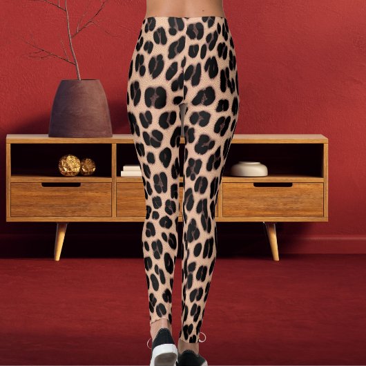 Patel Grey Orange Dark Brown Safari Leopard Print Leggings