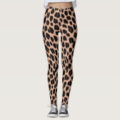 Patel Grey Orange Dark Brown Safari Leopard Print Leggings (Vorderseite)