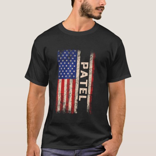 Patel Nachname Shirt Patel Name American Flag (Vorderseite)
