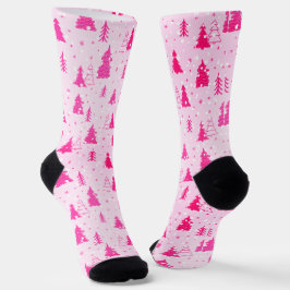 Patel Pink Weihnachtsbaum Falling Snow Elegant Socken