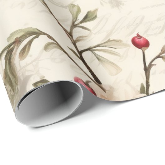 Patel Red Green Pink Poinsettia Weihnachten Geschenkpapier (Rolleneckpunkt)