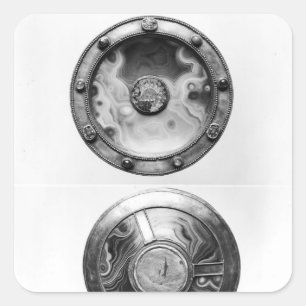 Paten mit einer Medaillonschilderung dauern Quadratischer Aufkleber
