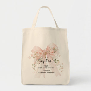 Patengeschenk Erstkommunion Rosa Schleife Rosen Tragetasche