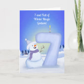 Patenkind Glücklicher 7. Geburtstag Schneemann  Karte (Vorderseite)
