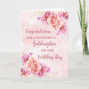 Patenkind Hochzeit Glückwünsche mit rosa Blumen Karte