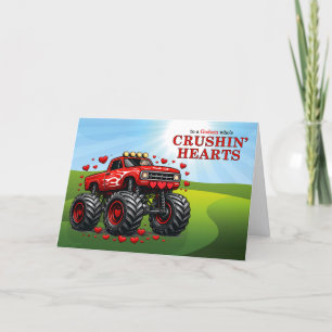 Patenkind Valentinstag Monster Truck zerquetscht H Feiertagskarte