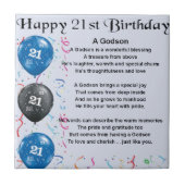 Patensohn-Gedicht - 21. Geburtstag Fliese (Vorderseite)
