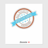 Patent angemeldet aufkleber (Blatt)