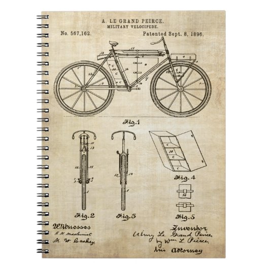 Patent-Druck des Fahrrad-1896 Notizblock (Vorderseite)