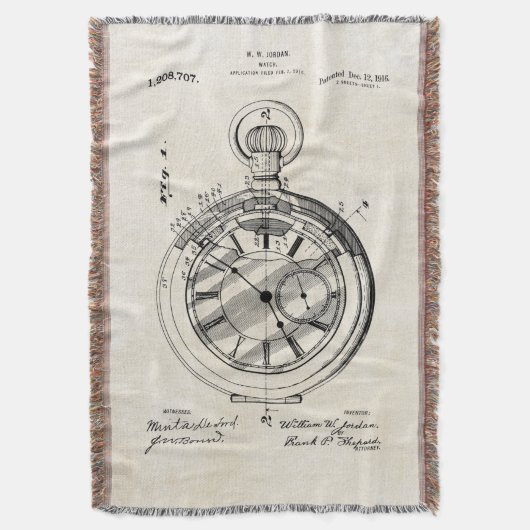 Patent-Druck-Jordanien-Taschen-Uhr-Wurfs-Decke Decke (Vorderseite Vertikal)