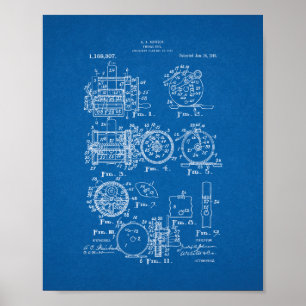 Patent für Angeln - Blueprint Poster