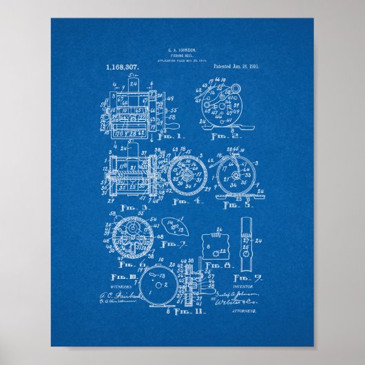Patent für Angeln - Blueprint Poster (Vorne)