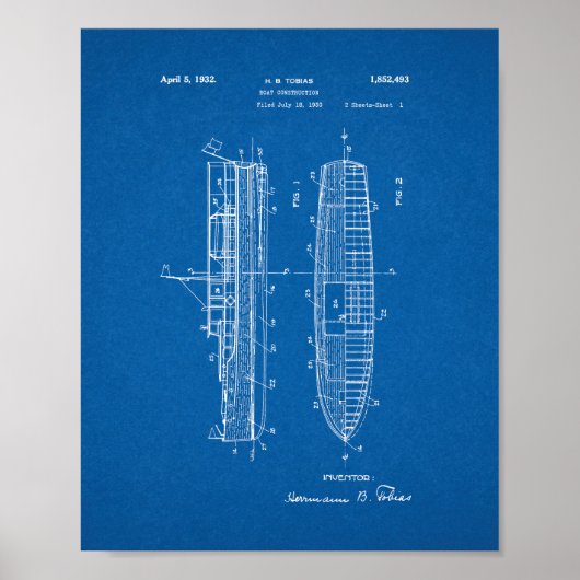 Patent für den Schiffsbau - Blueprint Poster (Vorne)