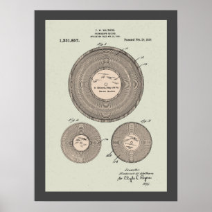 Patent für eine Vintage-Schallplatte Poster
