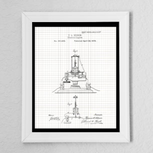 Patent für elektrische Edison-Lampen im Vintage-St Poster