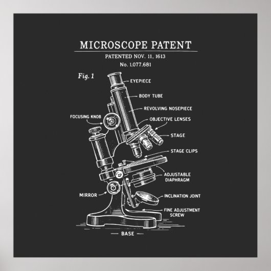 Patent für Mikroskop-Blueprint Poster (Vorne)