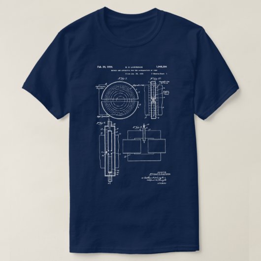 Patent für Teilchenbeschleuniger 1934 cern nobel d T-Shirt (Design vorne)