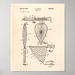 Patent-Kunst altes Peper des Fischernetz-1953 Poster
