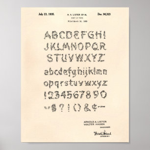 Patent-Kunst altes Peper des Schriftart-1935 Poster