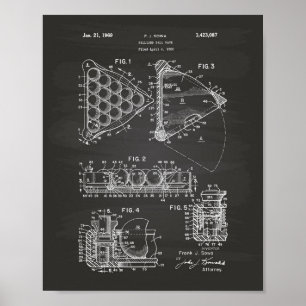 Patent-Kunst des Billardkugel-Gestell-1969 - Tafel Poster
