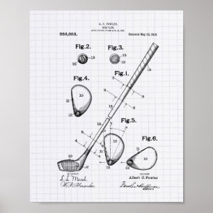 Patent-Kunst des Golfclub-1910 - gezeichnetes Poster