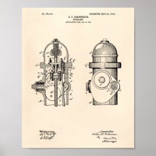 Patent-Kunst des Hydrant-1903 - altes Peper Poster