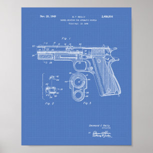 Patent-Kunst-Plan der automatischen Pistolen-1949 Poster