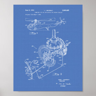Patent-Kunst-Plan des Flugzeug-Motor-1953 Poster