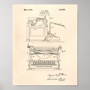Patent-Kunst-Plan des Schreibmaschinen-Schirm-1923 Poster