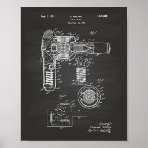 Patent-Kunst-Tafel des Haar-Trockner-1929 Poster