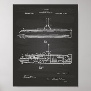 Patent-Kunst-Tafel des Unterseeboot-1919 Poster