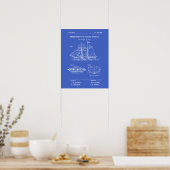 Patent Sailing Vessel Blueprint Poster (Küche)