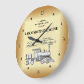 Patent Zeichnend ~ A.J. Huber ~ Lokomotive Motor ~ Große Wanduhr (Winkel)