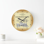 Patent Zeichnend ~ A.J. Huber ~ Lokomotive Motor ~ Große Wanduhr (Zuhause)