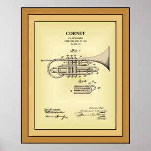 Patent Zeichnend ~ F. A. Buesoher ~ Cornet ~ Poster