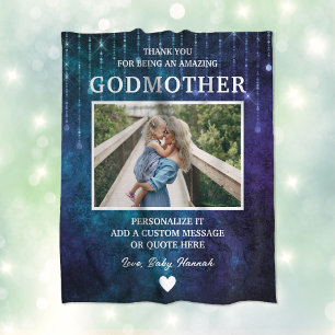 Patentante Danke Blaue Glitzer Custom Fleecedecke