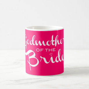 Patentante der Braut Weiß auf Hot Pink Kaffeetasse
