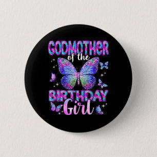 Patentante des Geburtstagsmädchens Schmetterlingsf Button