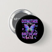 Patentante des Geburtstagsmädchens Schmetterlingsf Button (Vorne & Hinten)