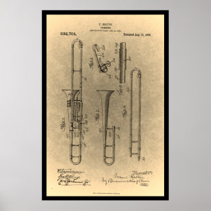 Patentdruck Vintage Retro Posaune Poster