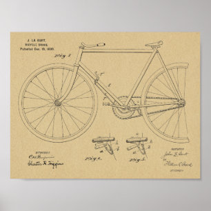 Patentkunstzeichnung für Fahrradbremsen von 1899 Poster